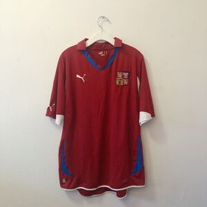 2000s Czech Republic Puma Home Soccer Futbol Jersey Red Blue Rare Sz XL